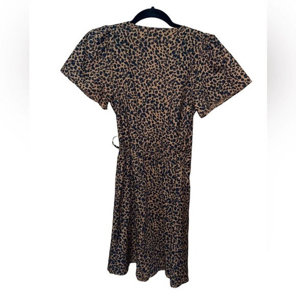 Madewell Flutter-Sleeve Wrap Mini Dress in Painted Leopard Size XS - Picture 9 of 10